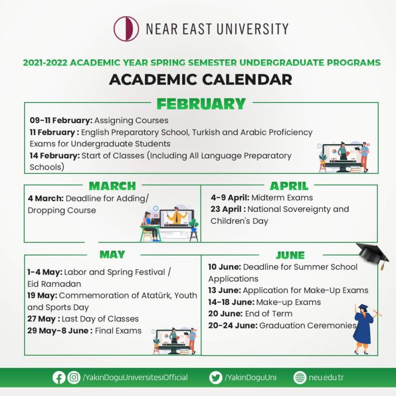 Bahar Dönemi Akademik Takvim/Spring Semester Academic Calendar YDÜ